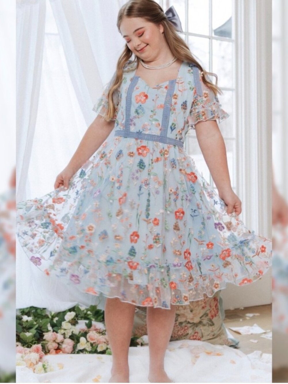 ivy city co. blue belle by janey midi dress 16w